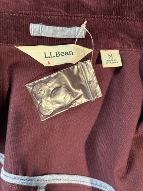 LL Bean Jacket Women Burgundy Button Down Corduroy Blazer Elbow Patch Med NWOT - Picture 14 of 16